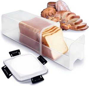 Slide-Out Bread Storage Container with Airtight Lid, Clear Plastic Bread Box with Drawer Tray for Sandwich Loaves, Bagels & Buns, 13 5 5 in BPA-Free Bread Keeper for Counter, Pantry & Freezer