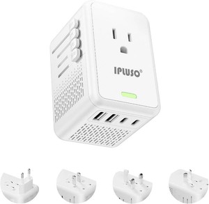 $37 Converter for European Travel, 220v to 110v Voltage Converter with AC Socket, 2 USB C & 2 USB A Ports