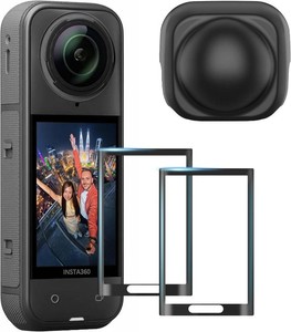 AMAZEAR Screen Protector for Insta360 X5  X4 Accessories (2 Pack), Tempered Glass LCD Display Film Screen Protective Cover for Insta 360 X5X4, HD, 9H, Anti-Bubble, Scratch Resistant(TGP & Lens Cap)