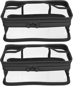 Black Makeup Bag Zipper Waterproof Portable Travel Storage Pouch 2 Pcs