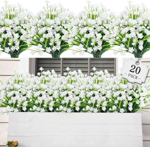 $23 AmyHomie 20 PCS Artificial Flowers for Outdoors, UV Resistant Fake Plants  Garden, Patio, Porch, Window Box, Hanging Flowers Planters No Fade, Long Lasting, Maintenance Free Indoor DIY Decor