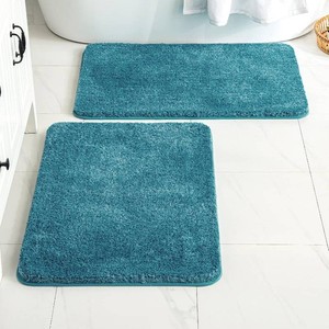 $41 MIULEE Teal Soft Bathroom Rugs Set 2 Piece Soft Bath Mats 24x36 Inch  Soft Absorbent Microfiber Bath Rugs, Non Slip, Quick Dry, Fluffy Bath Rugs for Bathroom Floor Tub Showers, Machine Washable
