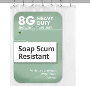 Barossa Design Small Shower Curtain or Liner for Shower Stall, Clear, 36x72  8G Heavy Duty PEVA, 3 Magnets, Single Waterproof Half Liner with 7 Rustproof Grommets, 36 x 72 inch for Narrow Stall Size