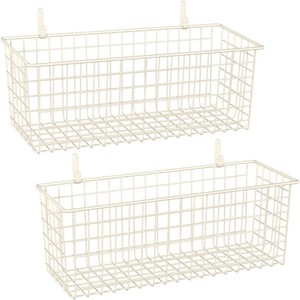 $30 Kinlink 2 Sets White Extra Large Hanging Wall Basket with Steel Hooks  Metal Wire Baskets for Organizing, Wallmounted Fruit Vegetable Toy Snack Storage, Home Kitchen Bathroom Laundry Pantry