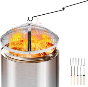 $58 Fire Pit Spark Screen Compatible with Solo Stove Bonfire, 15 inch  Stainless Steel Mesh Fire Pit Spark Shield for Solo Stove Bonfire Accessories with Foldable Handle and Removal Tool