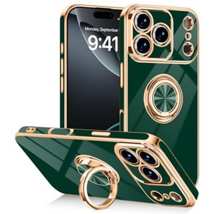 Designed for iPhone 17 Pro Case with Ring Stand Slim Green