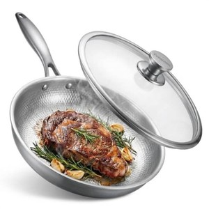 Titanium Frying Pan with Lid, 12 Uncoated Hammered Skillet for Cooking, PFASPFOAPTFE Free Nonstick Cookware, Scratch Resistant, for Induction & Gas, Oven, Dishwasher Safe