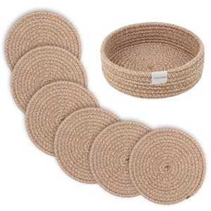 8inch Trivets for Hot Dishes, Hot pots and Pans, Extra Large Thick Heat Resistant Large Coasters,Pot Holders for Kitchen, Hot Plate Mats for Kitchen Countertops Storage Basket, 6 Pcs
