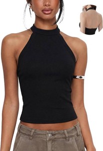 $33 SUUKSESS Halter Tops for Women Open Back Tank Tops High Neck Backless Top