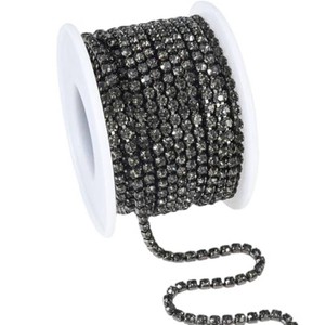 10 Yards Crystal Rhinestone Trim Ribbon Close Chain for Sewing Bedazzling SS12 Jewels for Crafting Applique Party DIY Decoration Shoe Chains 0.12inches 3mm Transparent Gray Black Diamond