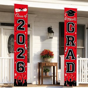Graduation Red Porch Door Sign Banner For Indoor Outdoor Decorations Wall ml-ryhong