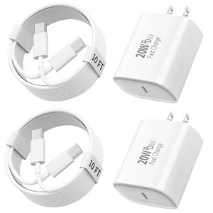 $26 iPhone 17 16 15 Charger Fast Charging, 10 FT Long USB C Charger Cord with 20W Type C Fast Phone Charging Block for iPhone 1717 Pro17 Pro maxAir, for iPhone 16 15 Pro Max Plus, iPad, Android