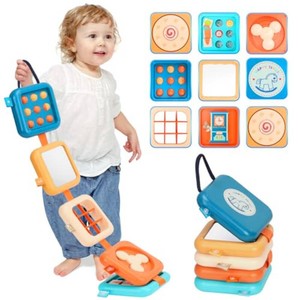Montessori Busy Board Activity Cube - Travel Toys for Toddlers 1-3, Fidget Cube for Fine Motor Skills, Car Seat & Stroller Toys, Quiet Toys for ChurchAirplane, 1st Birthday Gifts for Boy Girl