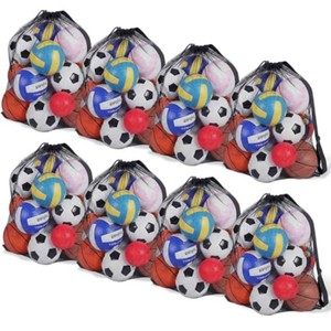 $31 Lemecima 8 Pack Extra Large Sports Ball Bag, 40 x 30 Inches Heavy Duty Ball Bags Mesh with Adjustable Strap for Soccer Basketball Volleyball Football Gym Equipment Storage
