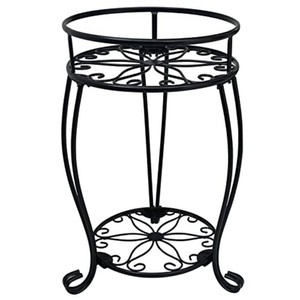 $25 CASIMR 2 Tier Plant Stand, 19.2 inch Tall Metal Potted Holder Rack,Indoor Outdoor Multiple Flower Pot Shelf Rustproof Iron Garden Container for Garden Patio Living Room Corner Balcony, Black