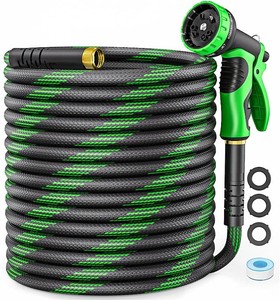 $35 Non-Expandable Garden Hose 50 FT, Heavy-Duty & Flexible Water Hose with 10-Function Nozzle, Kink-Free & Leak-Proof Design, Ultra Lightweight Portable Yard Hose for Lawn, Car, Outdoor Use