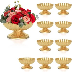 $90 Gold Flower Vases for Centerpieces Vintage Compote Bowl Vase for Wedding Gold Centerpieces for Table 4 Inch Small Pedestal Vase for Party Metal Urn Vases for Anniversary Home Set of 10