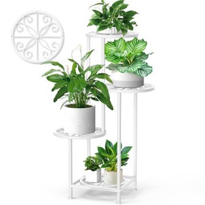 $30 4 Tier Plant Stand Indoor Outdoor, Metal Flower Shelf Display Holder Corner