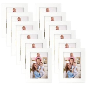 $25 Giftgarden 12 Pack 3.5x5 Picture Frame White, 3.5 by 5 Photo Frames Bulk for Desktop Display or Wall Mount