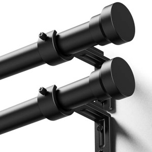 $40 YaFex Curtain Rods 2 Pack 32-84 Inch, Heavy Duty 1 Inch Curtain Rod, Black Long Adjustable Window Treatment Rods, Modern Design, Easy Installation