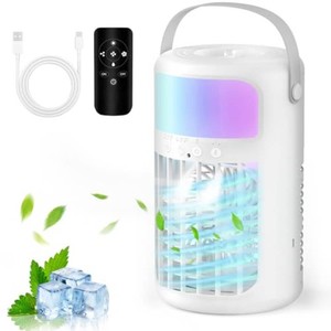 $70 Portable Air Conditioners, Evaporative Air Cooler, 4-in-1 Portable AC Fan, 1500ML Tank, 3 Speeds & 2 Mist Modes, Remote, USB-C Cooling for Bedroom Office Camping