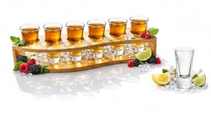 Shot Glass Set. 6-Piece, Tray Holder Serving Board Organizer, Liquor Shots, Tequila, Whiskey, Brandy, Vodka, Rum,Suitable for Parties, Giftable, Men, Women, shot glass set