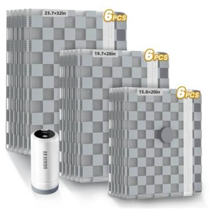 $38 18 Pack Vacuum Storage Bags for Travel with Pump,Space Saver for Clothes