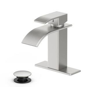 $29 Ryuwanku Waterfall Bathroom Faucet,Brushed Nickel Stainless Steel, 1-Handle