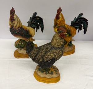 Lot of 3 Rooster Figurines (Approx 12 in T)