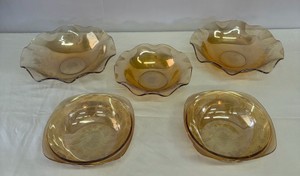 1950s Vintage Janette Glass Floragold Louisa Serving Dishes