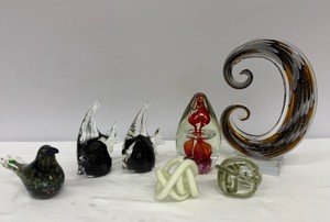 Lot of Glass Figurines Abstract, Birds & Fish