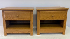 Lot of 2 Golden Wood Nightstands - 21in T x 24in W x 16in D