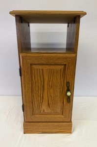 Wooden End Table wCabinet Door - 27in T x 13.5in W x 12.5in D