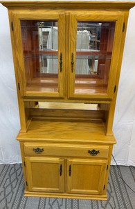 Tall Oak China Cabinet wLight - 77in T x 38in W x 16.5in D