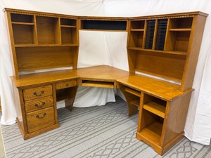 Oak Corner Desk with Hutch