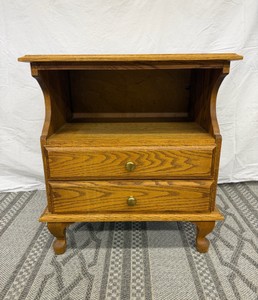 Oak End Table with Drawers - 26.5in x 24in