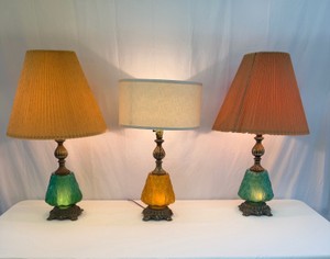 Lot of 1970’s Vintage Regency Hollywood Glass Lamps - 29in x 8in