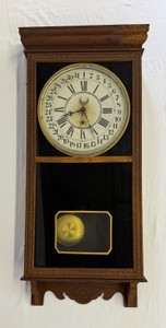 Lot of 2 Antique 1900 Sessions Box Regulator #2 Clocks - Forestville, Conn. - 38in x 17.5in