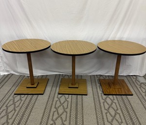 Lot of 3 Round Pedestal Bistro Side Tables - 25.5in x 24in