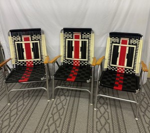 Lot of 3 Vintage International Harvester (IH) Aluminum Folding Lawn Chairs - 38in x 26in