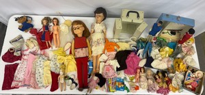 Large Lot of Vintage Dolls 1950s-1960s DeLuxe Reading Sweet Janie & Mattel Charmin Chatty Doll, Barbies, Tammy Doll, Doll Clothes