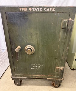 Antique Cast-Iron Louis F. Dow Co. Floor Safe on Casters (Combination Provided) - 33in x 22.5in