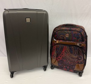 Lot of Luggage Gray Hardside Spinner Suitcase, Chaps Paisely Softside Suitcase