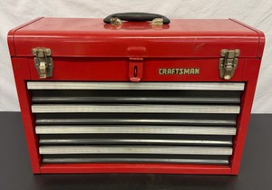 Vintage Craftsman 4-Drawer Portable Toolbox Filled with Craftsman Sockets, Wrenches and Misc Craftsman Tools