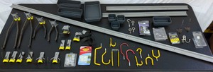 Lot of Garage Organization Items Wall SnapTrack with Hooks, Wall Hooks, Organization Trays, Screw Snap Fasteners, Screw Hooks