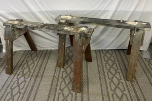 Lot of 2 Wooden Sawhorses - 48in x 25.5in