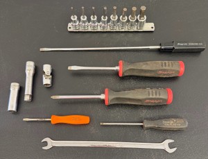 Lot of Snap-On Tools Screwdrivers, Sockets, Wrench