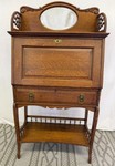Antique Victorian-Style Fall Front Plantation Writing Desk with Lock & Key - 56in x 29.5in
