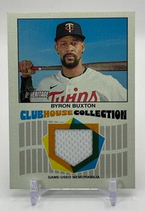 Byron Buxton 2025 Topps Heritage Clubhouse Collection Game-Used Relc Minnesota Twins Baseball Card No. CCR-BBU