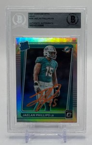 Jaelen Phillips 2021 Donruss Optic Holo w Authenticated Autograph in Slab Rookie Football Card No. 254